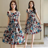 Summer Fashion Dress Women A-Line Flower