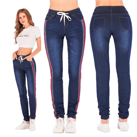 Women Large size stretch plus loose denim Jeans Elastic