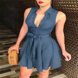 Mini Blue Dress Belted